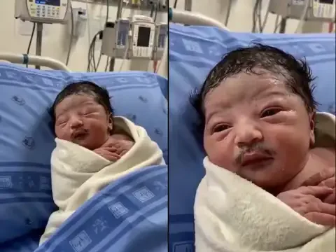 Huge attention on social media: Video of baby born with mustache goes viral!